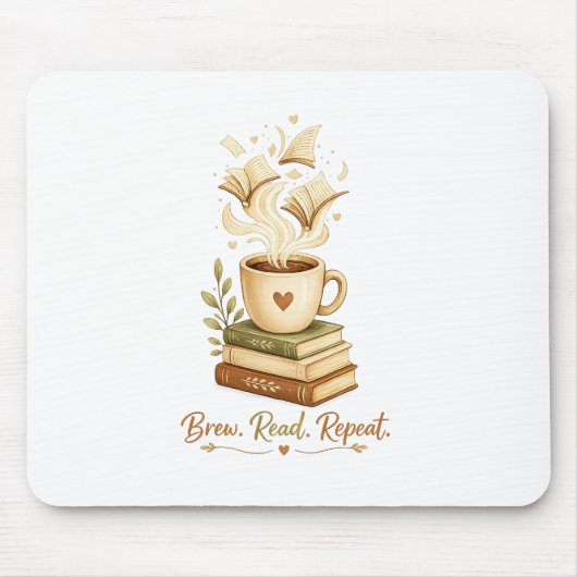 Brew. Read. Repeat. | 珈琲と本に囲まれた至福のひととき マウスパッド (正面)