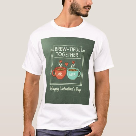 "Brew-tiful Together" バレンタインTシャツ Tシャツ (正面)