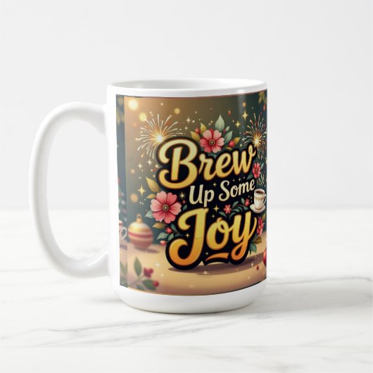 Brew up some joy merry Christmas コーヒーマグカップ (左)