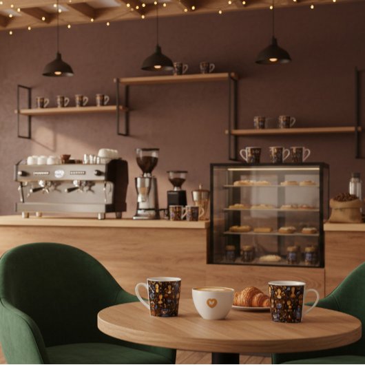 Brewed for [Name] — folk coffee pattern in cocoa マグカップ