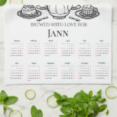 Brewed with Love Cat & Dog Tea Towel Calendar  キッチンタオル (折り畳み)