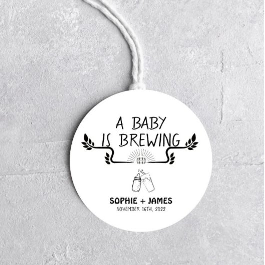 Brewery Baby - B&W - Baby Shower Favor Sticker ラウンドシール