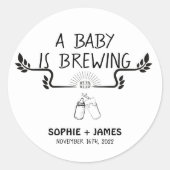 Brewery Baby - B&W - Baby Shower Favor Sticker ラウンドシール (正面)