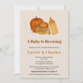 Brewing cinnamon Cozy Fall Pumpkin Baby Shower 招待状 (正面)