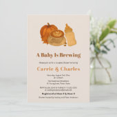 Brewing cinnamon Cozy Fall Pumpkin Baby Shower 招待状 (スタンド正面)
