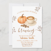 Brewing cinnamon Cozy Fall Pumpkin Baby Shower 招待状 (正面)