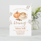 Brewing cinnamon Cozy Fall Pumpkin Baby Shower 招待状 (スタンド正面)
