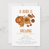 Brewing cinnamon Cozy Fall Pumpkin Baby Shower 招待状 (正面)