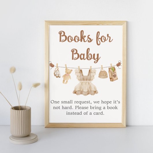 Brewing Coffee Baby Shower Books for Baby Sign ポスター