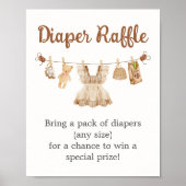 Brewing Coffee Baby Shower Diaper Raffle Sign ポスター (正面)
