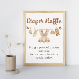 Brewing Coffee Baby Shower Diaper Raffle Sign ポスター