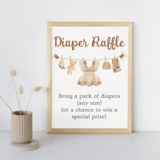 Brewing Coffee Baby Shower Diaper Raffle Sign ポスター