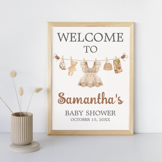 Brewing Coffee Baby Shower Welcome Sign ポスター