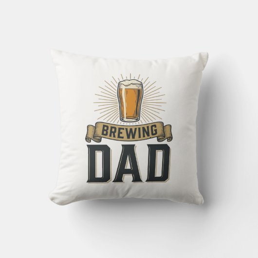 Brewing Dad Beer Vintage Engraving Shirt Design_1 クッション (正面)