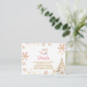 Brewing Pink Winter Tea Party Baby Shower Details エンクロージャーカード (スタンド正面)