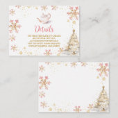 Brewing Pink Winter Tea Party Baby Shower Details エンクロージャーカード (正面/裏面)