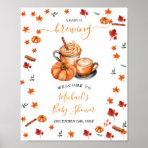 Brewing Pumpkin Spice Coffee ベビーシャワーのウェルカム