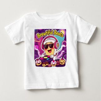 "Brewoltyビート- DJ Coffee Cup Cartoon Sticker" ベビーTシャツ