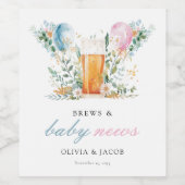 Brewsとベビーニュースジェンダーがパーティーを明かす ワインラベル (シングルラベル)