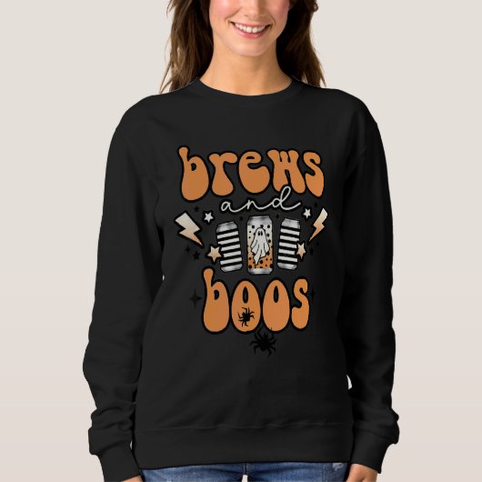 Brews And Boos  Ghost Spooky Halloween Ghost Appar スウェットシャツ (正面)