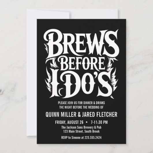 Brews Before I Do’s Rock N Roll Rehearsal Dinner 招待状 (正面)