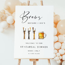 Brews Before I Do's リハーサルディナーのウェルカムサイン
