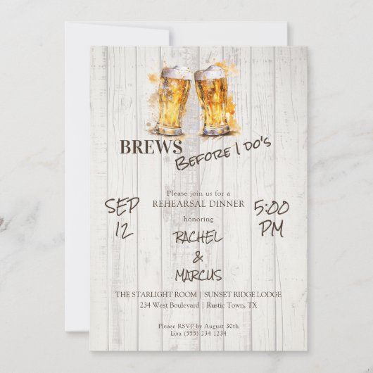 Brews Before I Do's Beers Rehearsal Dinner 招待状 (正面)