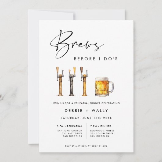 Brews Before I Do's Rehearsal Dinner 招待状 (正面)