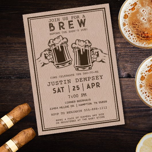 Brews Before the Baby's Due Men's Diaper Party 招待状