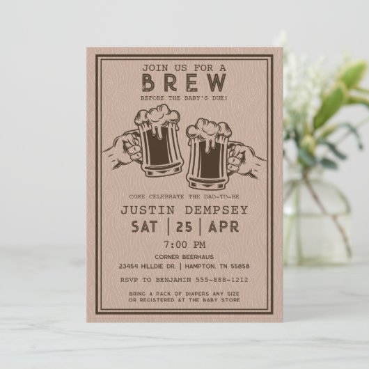Brews Before the Baby's Due Men's Diaper Party  招待状 (スタンド正面)