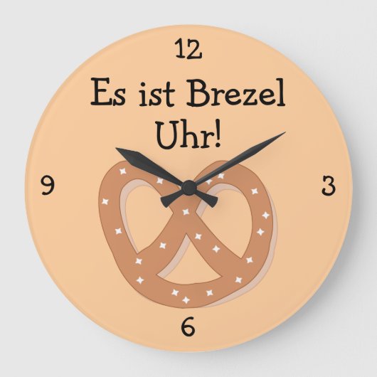Brezel Uhr: Pretzel O'Clockオクトーバーフェストおもしろい ラージ壁時計 (正面)