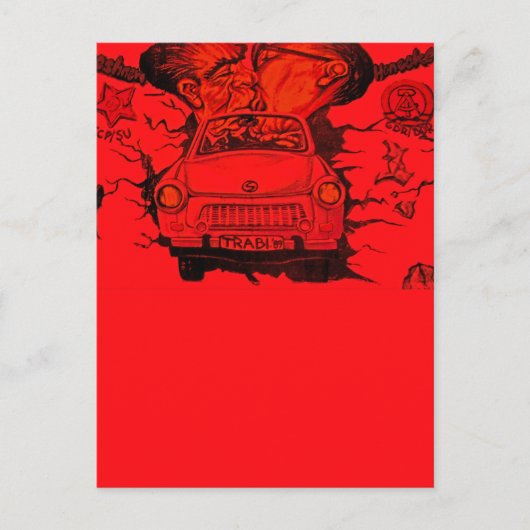 Brezhnev & Honecker，トラバントカー，ベルリン – 赤 ポストカード (正面)