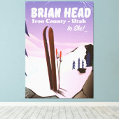 Brian Head、アイアン郡、ユタ州、アメリカ スキーポスター キャンバスプリント (インサイチュ (ウッドフロア))