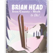 Brian Head、アイアン郡、ユタ州、アメリカ スキーポスター シール (正面)