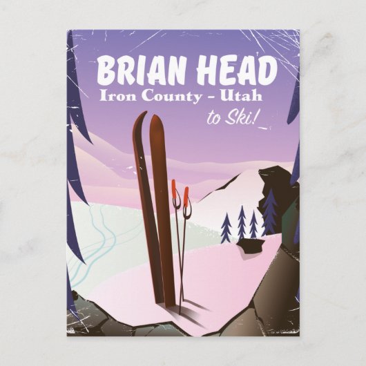 Brian Head、アイアン郡、ユタ州、アメリカ スキーポスター ポストカード (正面)