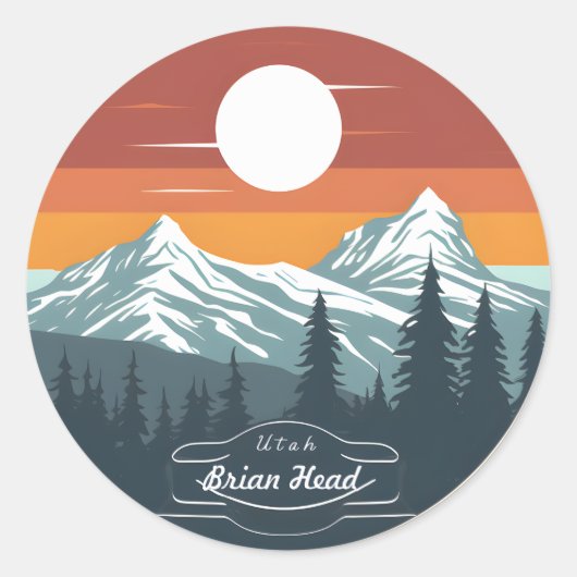 Brian Head Utah Mountain Sunset Stickers – Set of  ラウンドシール (正面)