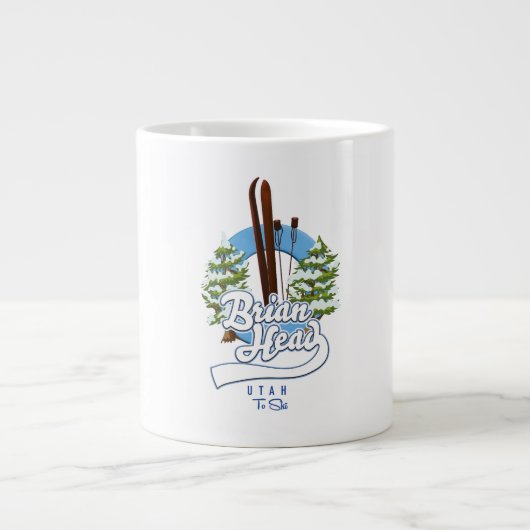 Brian Head Utah to skiロゴ ジャンボコーヒーマグカップ (正面)