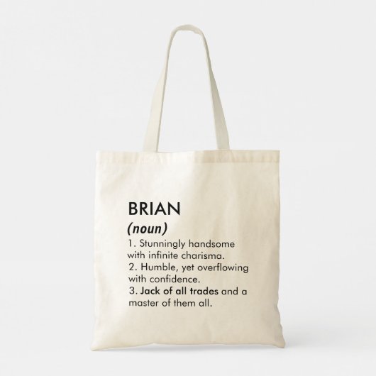 Brian name, Editable name, Custom name トートバッグ (裏面)