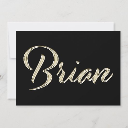 Brian Name white gold Handwriting Karte カード (正面)