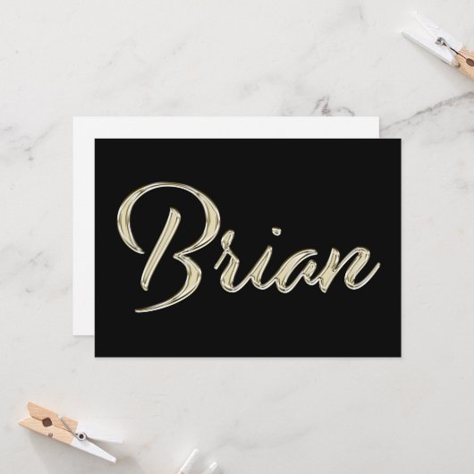 Brian Name white gold Handwriting Karte カード (正面/裏面インサイチュ)