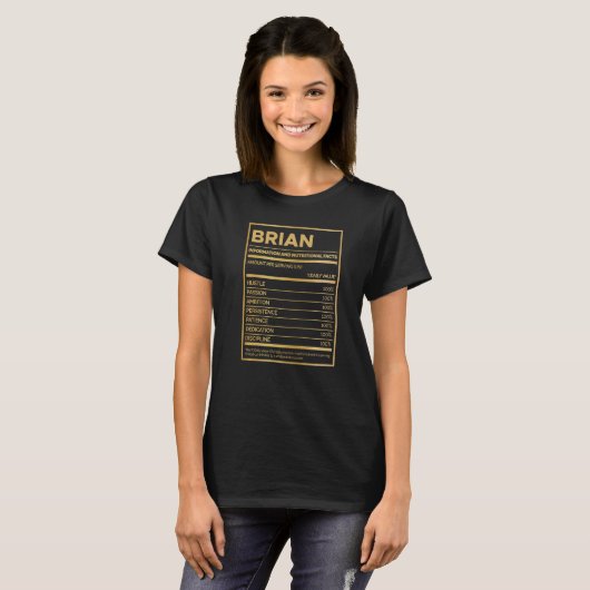 Brian Nutrition Information Amount Per Serving Tシャツ (正面フル)
