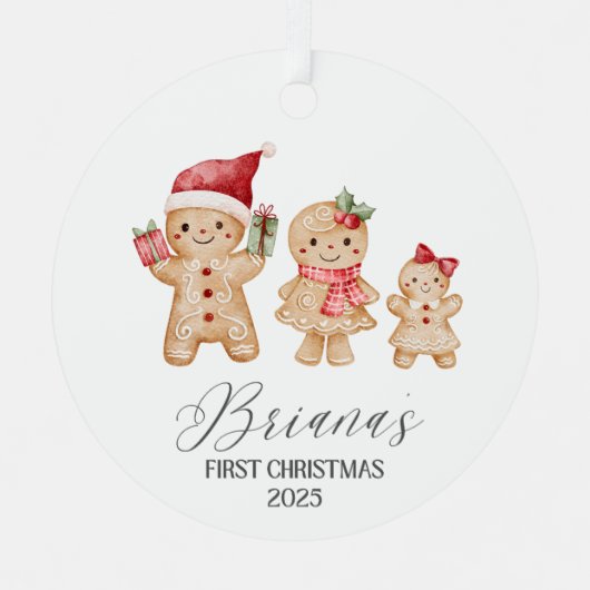 Briana オリジナル 赤ちゃんの初めてのクリスマス メタルオーナメント (正面)