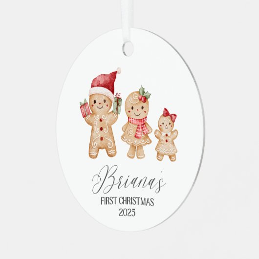 Briana Personalized Baby's First Christmas メタルオーナメント (正面左)