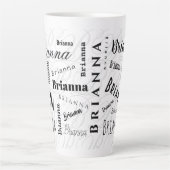 Brianna Custom Name Black White カフェラテマグ (正面)