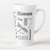 Brianna Custom Name Black White カフェラテマグ (右)