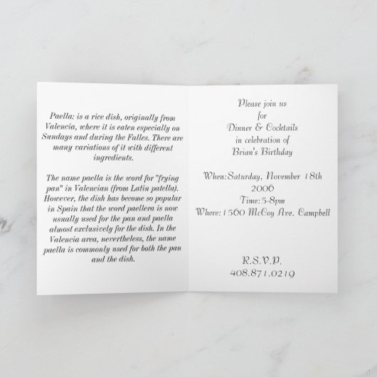 Briansの誕生日 招待状 (内部)