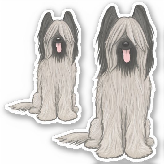 Briard Cartoon Dogかわいいビニールステッカーセット シール (正面)