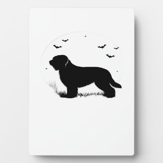 Briard Dog � Halloween Moon Silhouette Oversized T フォトプラーク (正面)