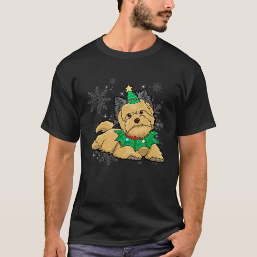 Briard Dog  Woman Christmas Tree Dog Tシャツ (正面)