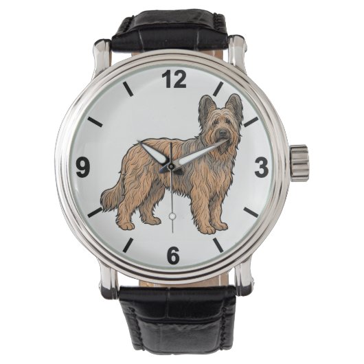 Briard Dog Wrist Watch Stylish Pet Design 腕時計 (正面)